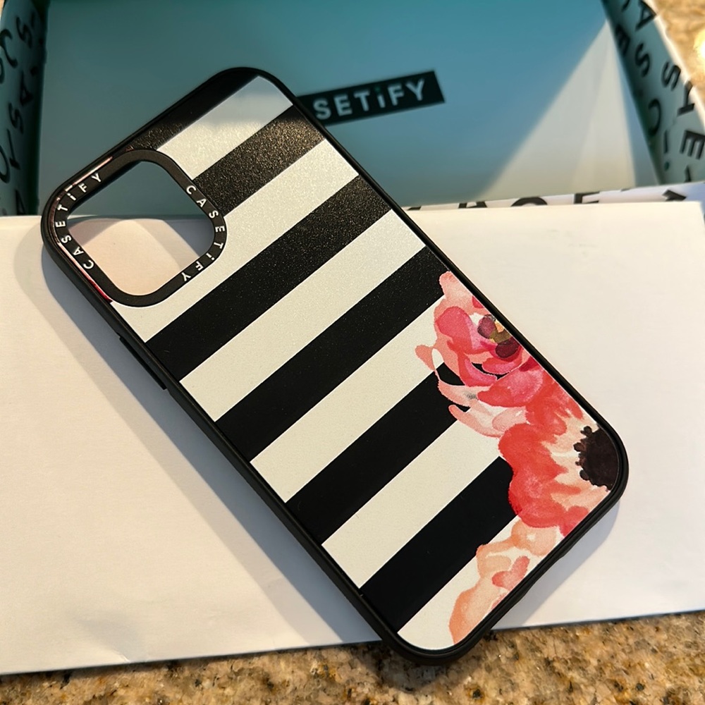 Casetify iPhone 12 Black/white striped case
